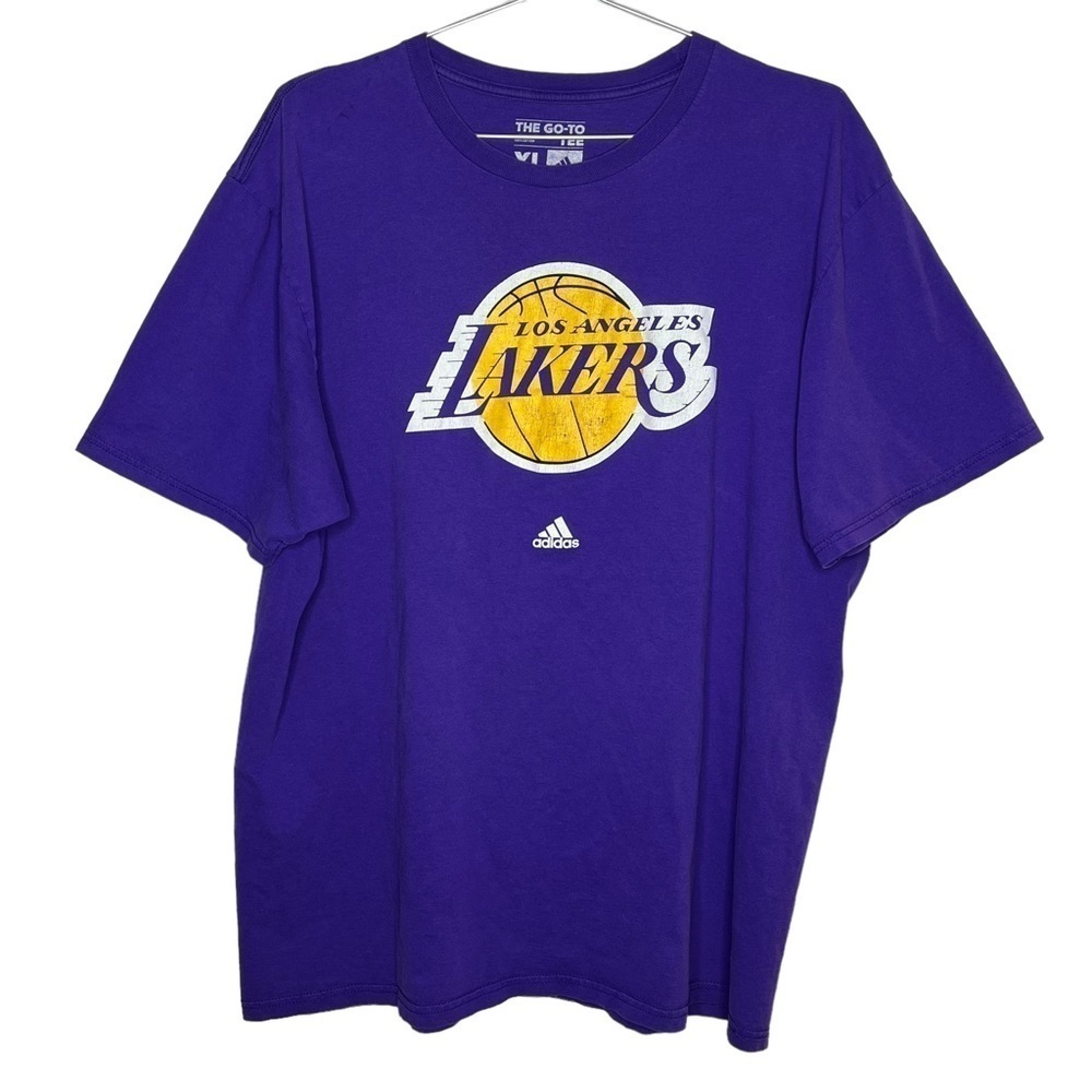 ADIDAS Lakers Logo NBA Shirt LeBron Purple Yellow